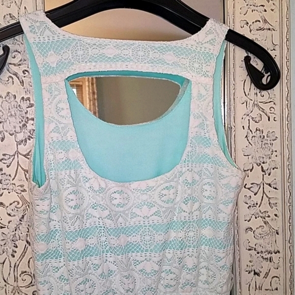 Maurices Beautiful Off-white Lace Turquoise High-low Sundress Cutout XS - Picture 11 of 14